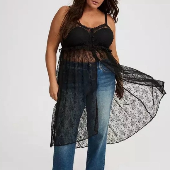 torrid Tops - WORN ONCE Black Lace Sheer Dress
